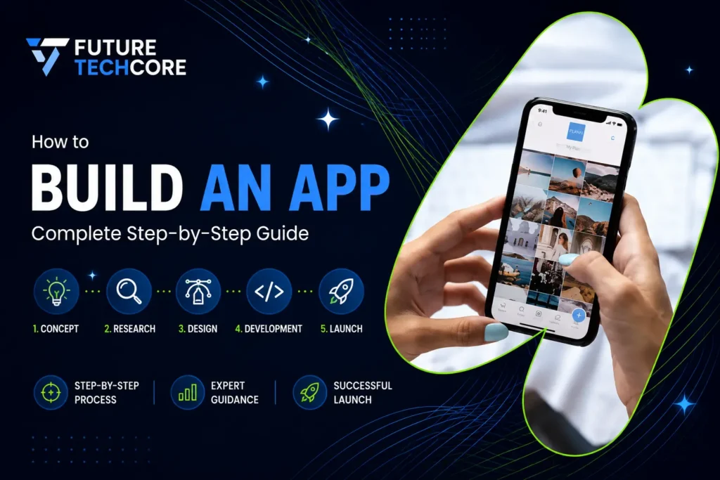 How to build an app in 2026 complete step-by-step guide covering app concept, research, design, development, and launch.