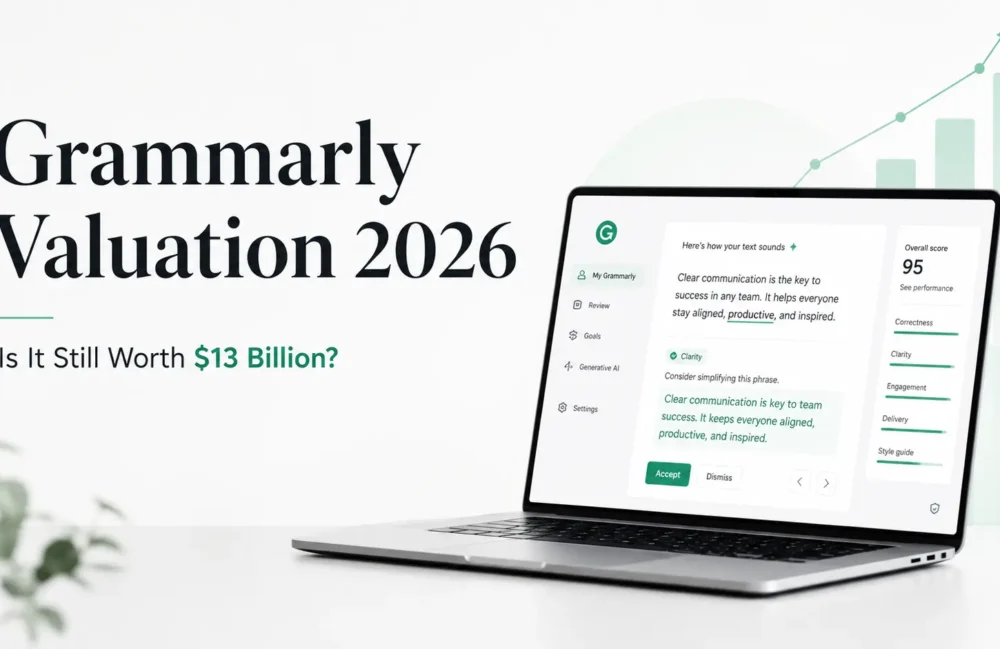 Grammarly valuation 2026 showing the $13 billion company valuation and AI writing platform growth