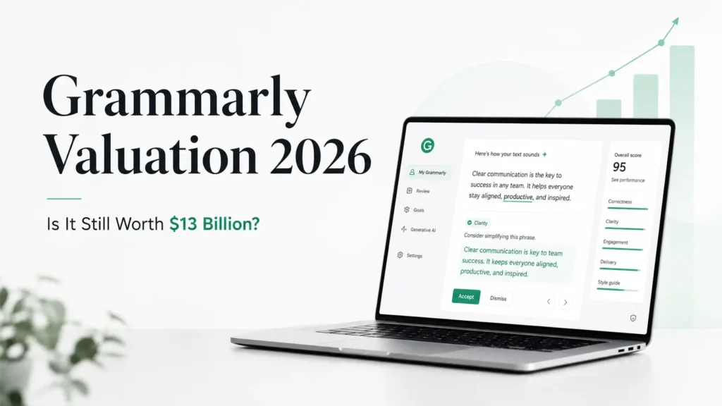 Grammarly valuation 2026 showing the $13 billion company valuation and AI writing platform growth