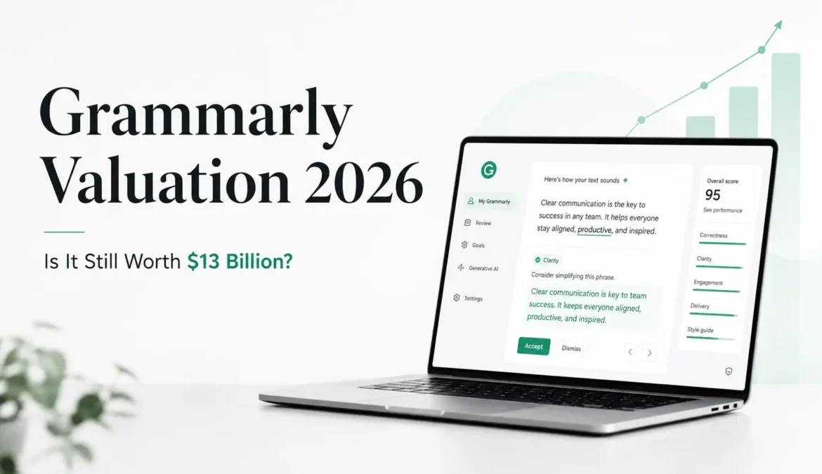 Grammarly valuation 2026 showing the $13 billion company valuation and AI writing platform growth