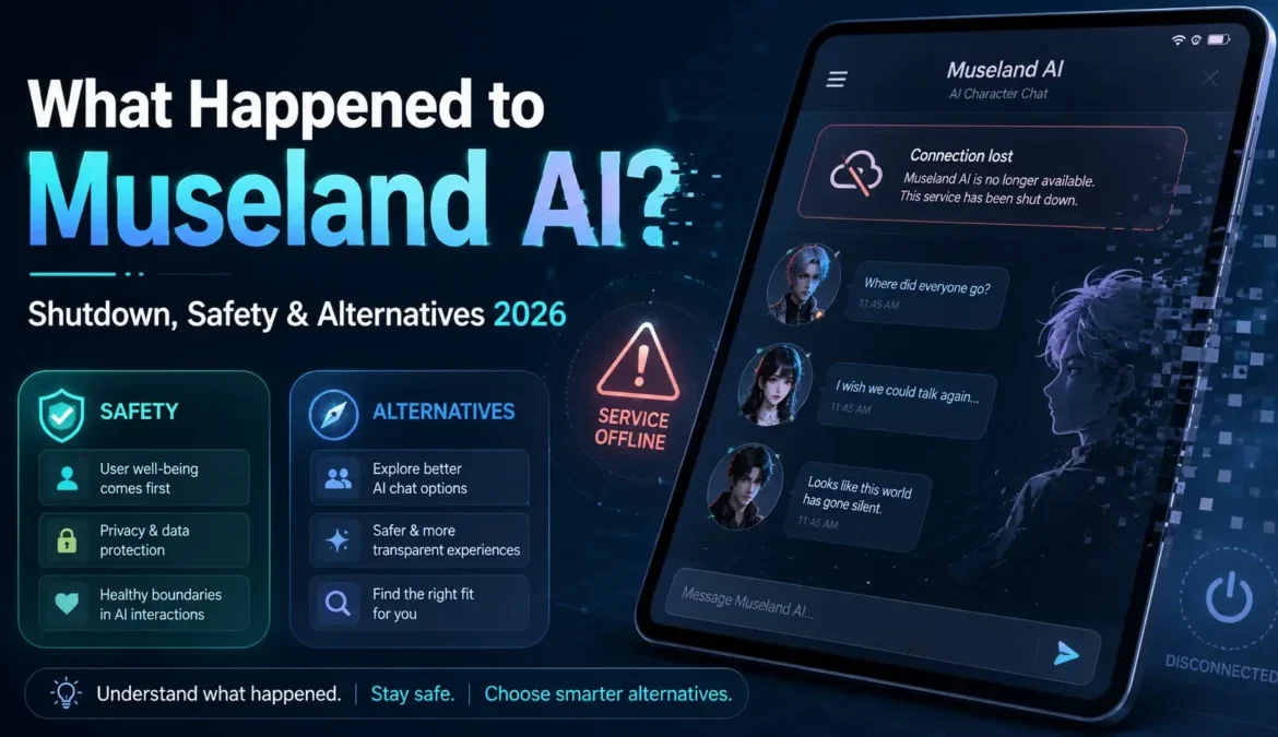 What happened to Museland AI in 2026 showing shutdown, safety concerns, and AI chat alternatives