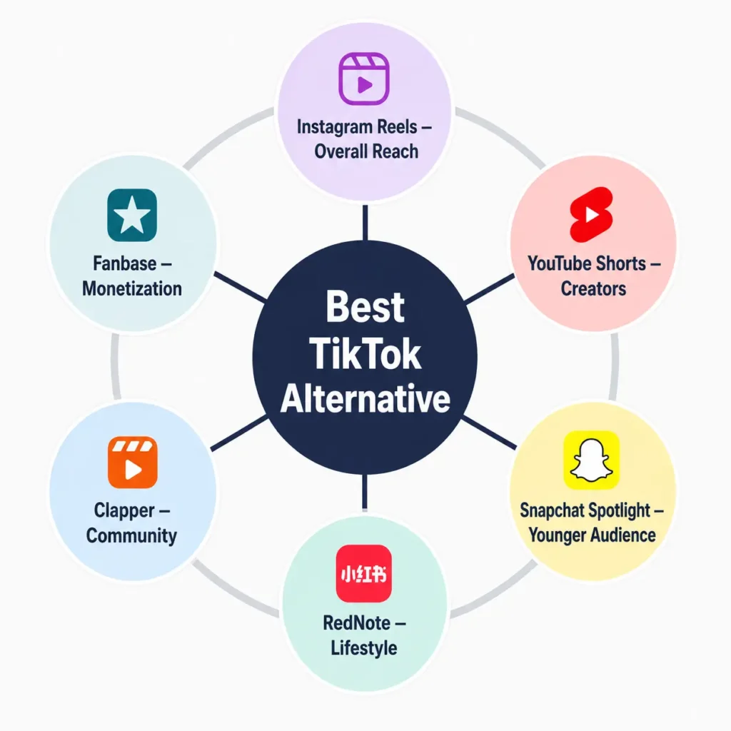 Best TikTok alternatives in 2026 by use case, including Instagram Reels for reach, YouTube Shorts for creators, and others.